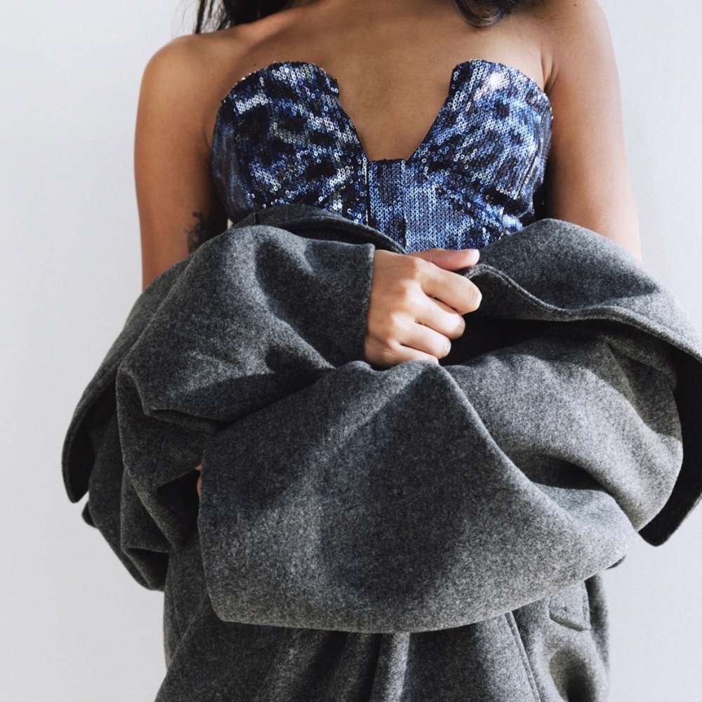Zara Leopard Short Sequin Dress Blue / Black